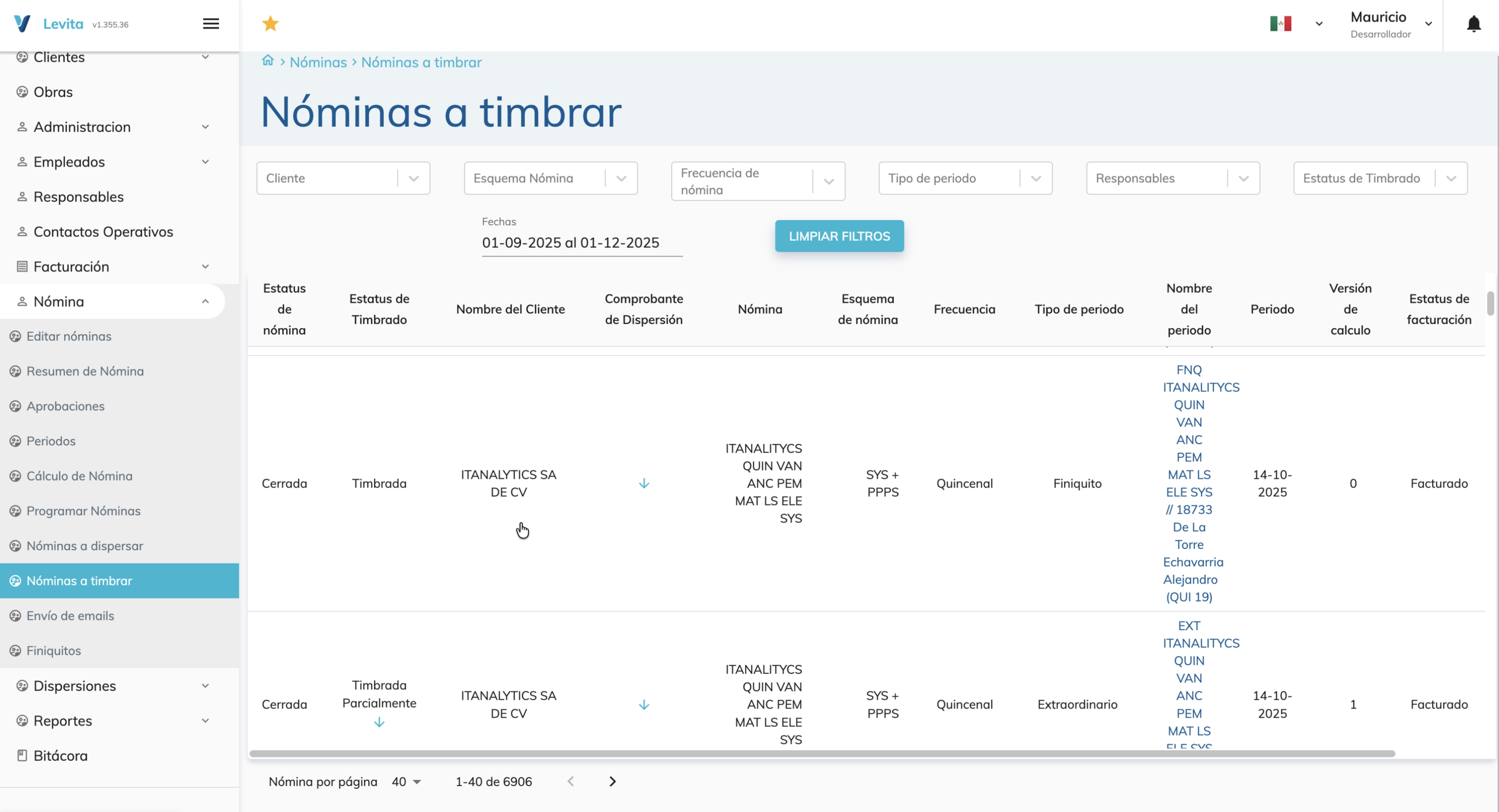 Nomada Levita — Dashboard view 4